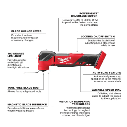 Milwaukee M18 Fuel 18V Lithium-Ion Cordless Brushless Oscillating Multi-Tool with FUEL Jigsaw, Tool-Only (2836-20-2737-20)