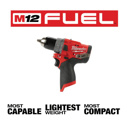 Milwaukee M12 Fuel 12VLithium-Ion Cordless 1/2 in. Hammer Drill Kit with Multi-Tool, 3/8 in. Crown Stapler & 6.0 Ah Battery (2504-21-2426-20-2447-20-48-11-2460)