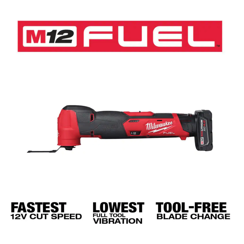 Milwaukee M12 Fuel 12V Lithium-Ion Cordless Multi-Tool Kit with 10 oz. Caulk and Adhesive Gun, Rotary Tool & 6.0Ah Battery