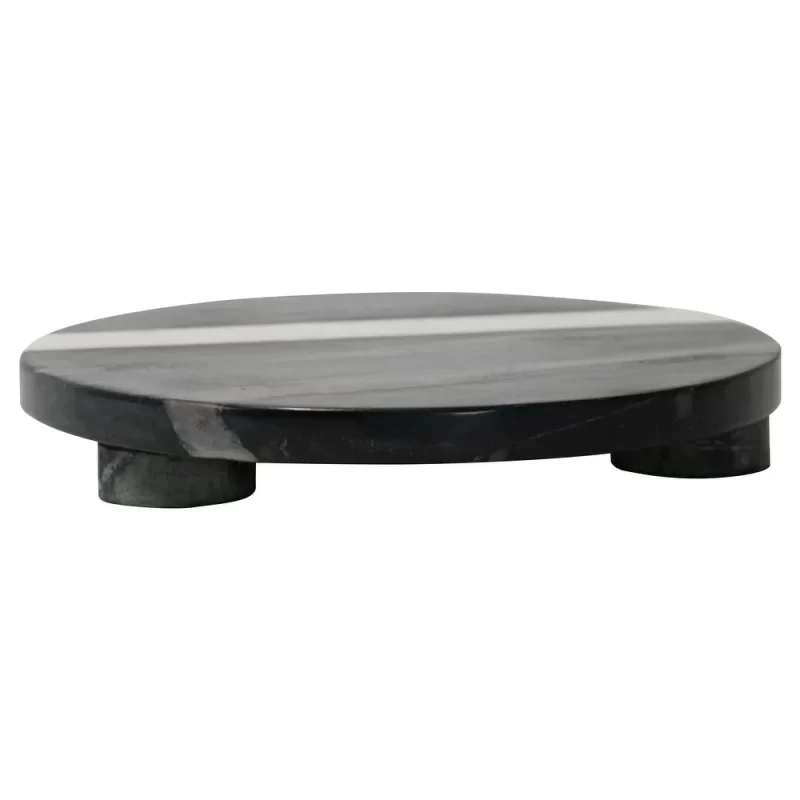 Foreside Home & Garden Round Black Marble with White Marble Inlay Kitchen Trivet, 8 x 8 x 1