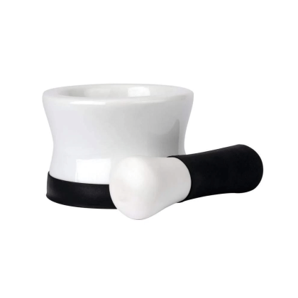 Health Smart Porcelain Mortar And Pestle With Black Silicone Base