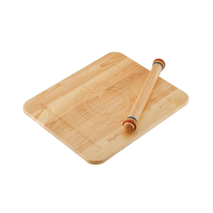Ayesha Curry Pantryware Rolling Pin and Pie Board Set, Parawood, 2pc