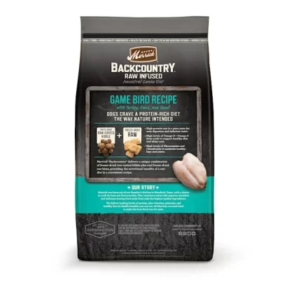 Merrick Backcountry Freeze Dried Raw Infused Grain Free Game Bird Recipe Dry Dog Food, 20 lbs.