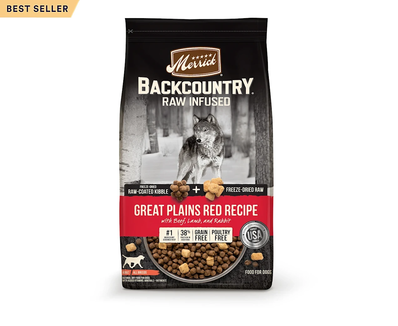Merrick Backcountry Freeze Dried Raw Infused Grain Free Great Plains Red Recipe Dry Dog Food, 20 lbs.