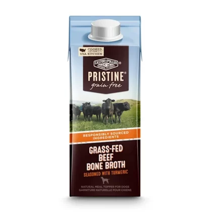 Castor & Pollux Pristine Grain Free Grass-Fed Beef Bone Broth Seasoned With Turmeric Meal Wet Dog Food, 8.4 oz., Case of 24