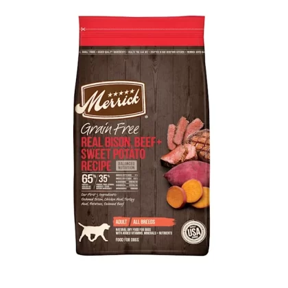 Merrick Grain Free Real Bison, Beef & Sweet Potato Recipe Dry Dog Food, 22 lbs.
