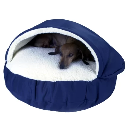 Snoozer Orthopedic Cozy Cave Pet Bed in Navy & Cream