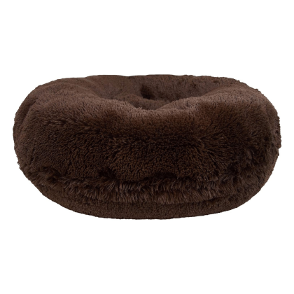 Bessie & Barnie Extra Plush Faux Fur Bagel Pet Grizzly Bear Dog Bed, Small, 30" x 30"