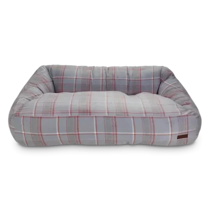 Reddy Grey Plaid Flannel Lounger Dog Bed, 30" L X 40" W