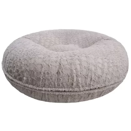 Bessie And Barnie Signature Serenity Grey Luxury Extra Plush Faux Fur Bagel Pet Bed, 24" L X 24" W X 10" H