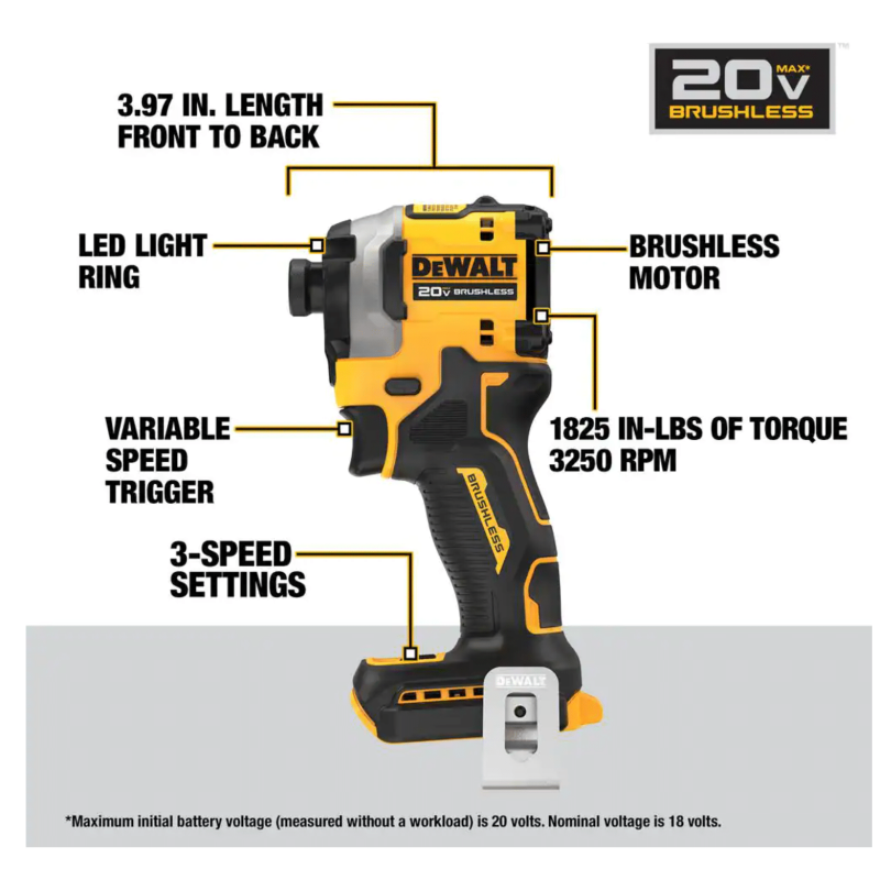 Dewalt 20v Max Lithium-Ion Brushless Cordless Combo Kit (2-Tool) with Two 1.7 Ahr Batteries, Charger & Bag (DCK254E2)