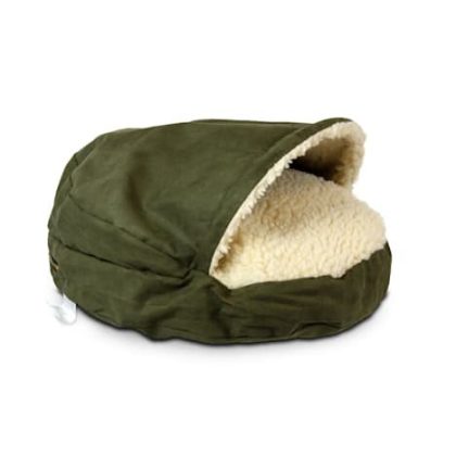 Snoozer Luxury Cozy Cave Pet Bed in Olive & Cream