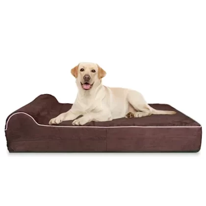 Kopeks Orthopedic Brown Bed With Pillow For Dogs, 50" L X 34" W X 7" H