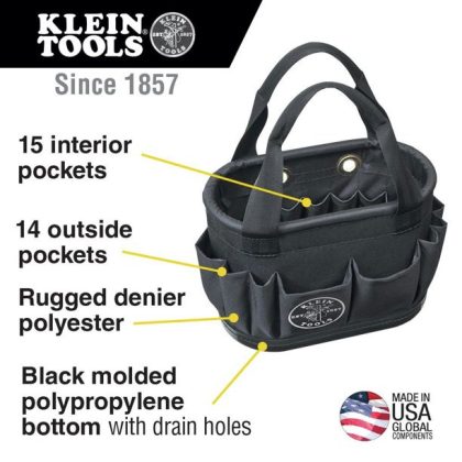 Klein Tools 5144BHB14OS Hard-Body 29-Pocket Aerial Bucket, Black