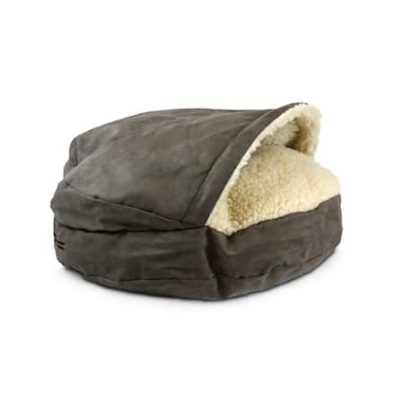 Snoozer Luxury Cozy Cave Pet Bed In Dark Chocolate & Cream