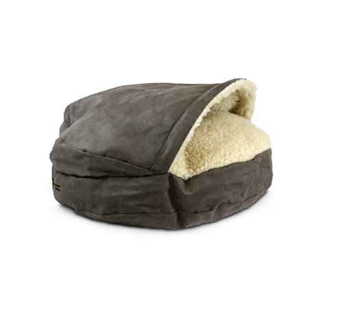 Snoozer Luxury Cozy Cave Pet Bed In Dark Chocolate & Cream