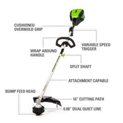 Greenworks Pro 80V 16-inch Attachment Capable String Trimmer, Battery Not Included