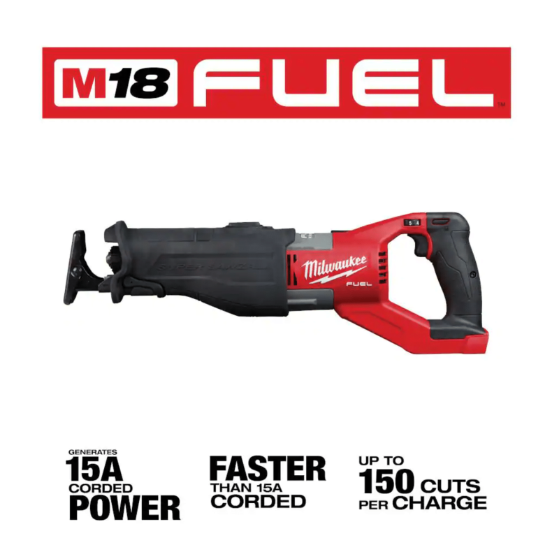 Milwaukee M18 Fuel 18-Volt Lithium-Ion Brushless Cordless Super Sawzall Orbital Reciprocating Saw, Tool-Only (2722-20)