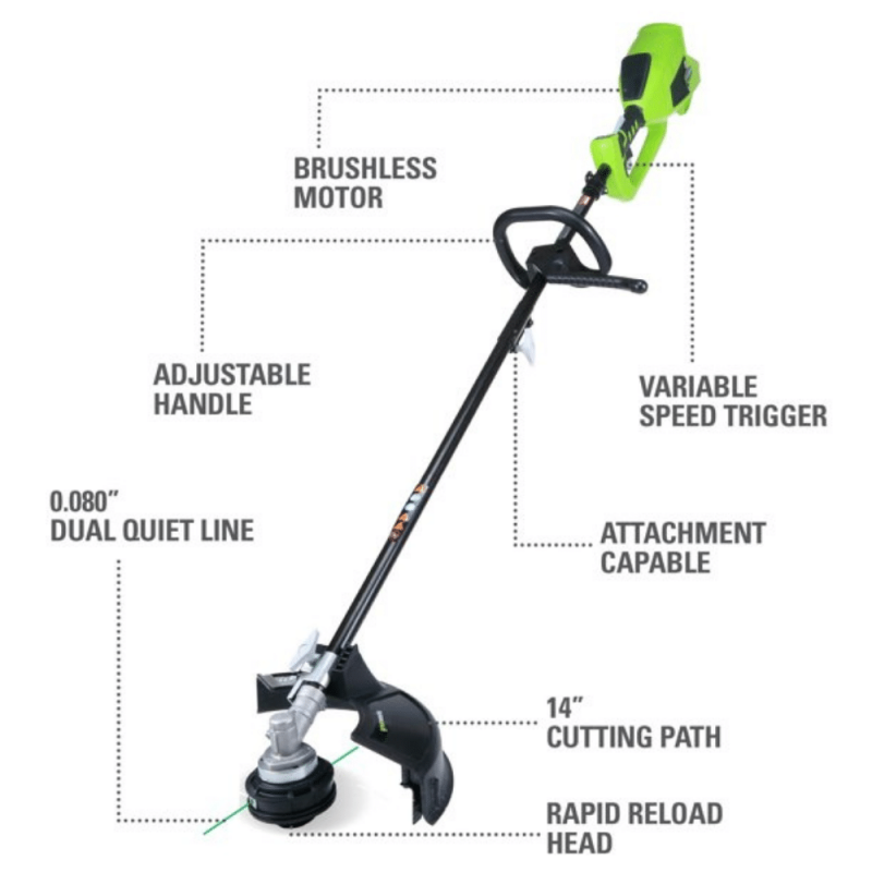 Greenworks 40V 14-inch Cordless Brushless Attachment Capable String Trimmer, Battery Not Included