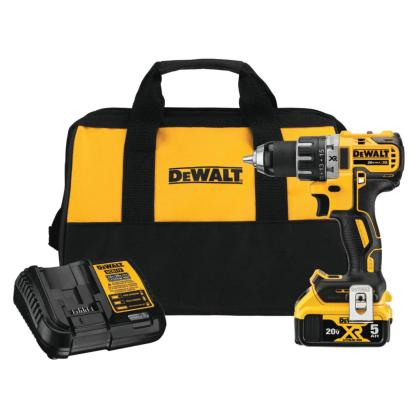 Dewalt 20V Max XR Cordless Brushless 1/2 in. Drill/Driver with (1) 20-Volt 5.0Ah Battery, Charger & Bag (DCD791P1)