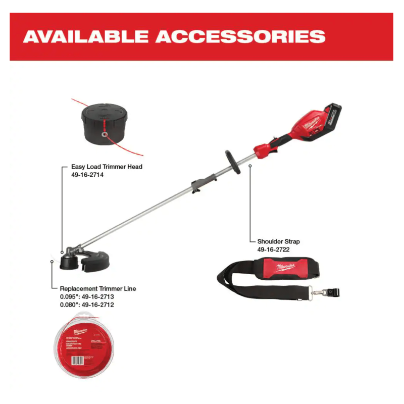 Milwaukee M18 Fuel 18V Lithium-Ion Brushless Cordless String Trimmer with Quik-Lok Attachment Capability & 8.0 Ah Battery (2825-21ST)