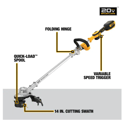 Dewalt 20v Max Lithium-Ion Brushless Cordless String Trimmer with (1) 5.0Ah Battery & Charger Included (DCST922P1)
