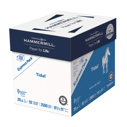 Hammermill Tidal MP Copy Paper, 20lb, 92 Bright, 8-1/2 x 11", Half Case, 2,500/Carton