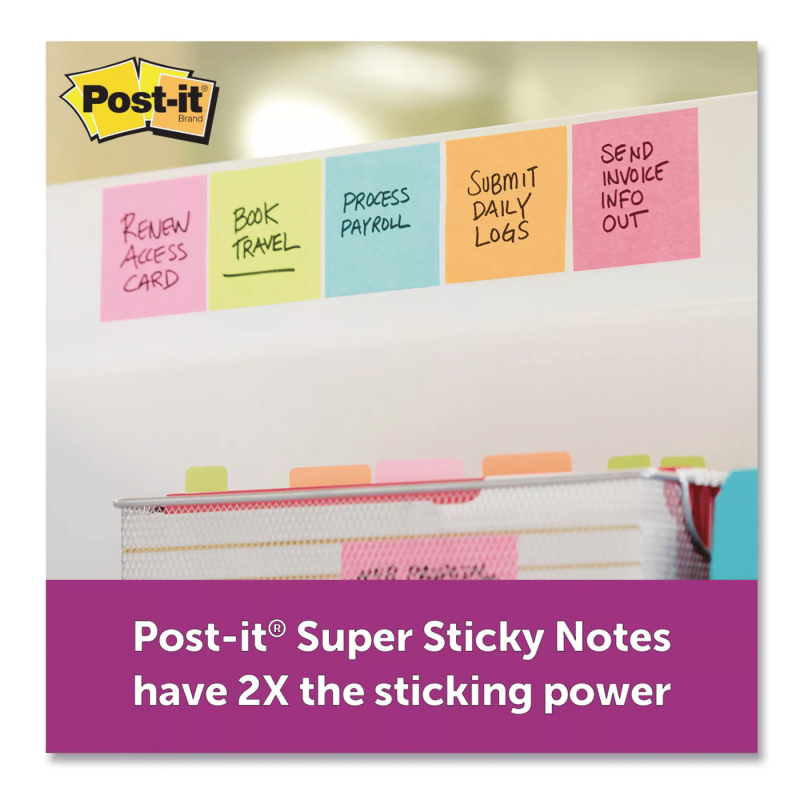 Post-it Notes Super Sticky Pads in Miami Colors, 3 x 3, 70/Pad, 24 Pads/Pack