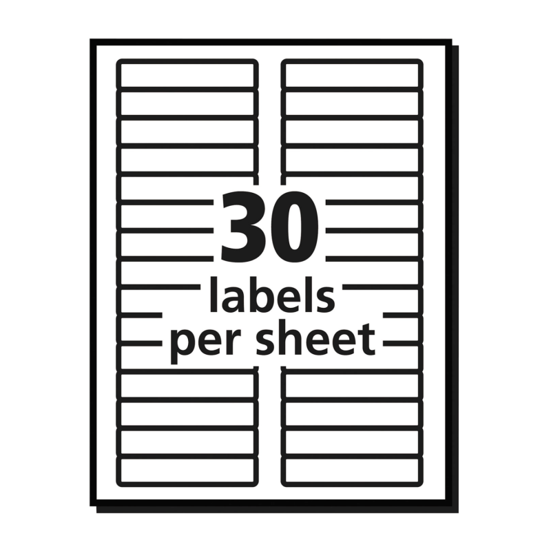 Avery Permanent TrueBlock File Folder Labels w/ Sure Feed Technology, 0.66x3.44, White, 30/Sheet, 50 Sheets/Box