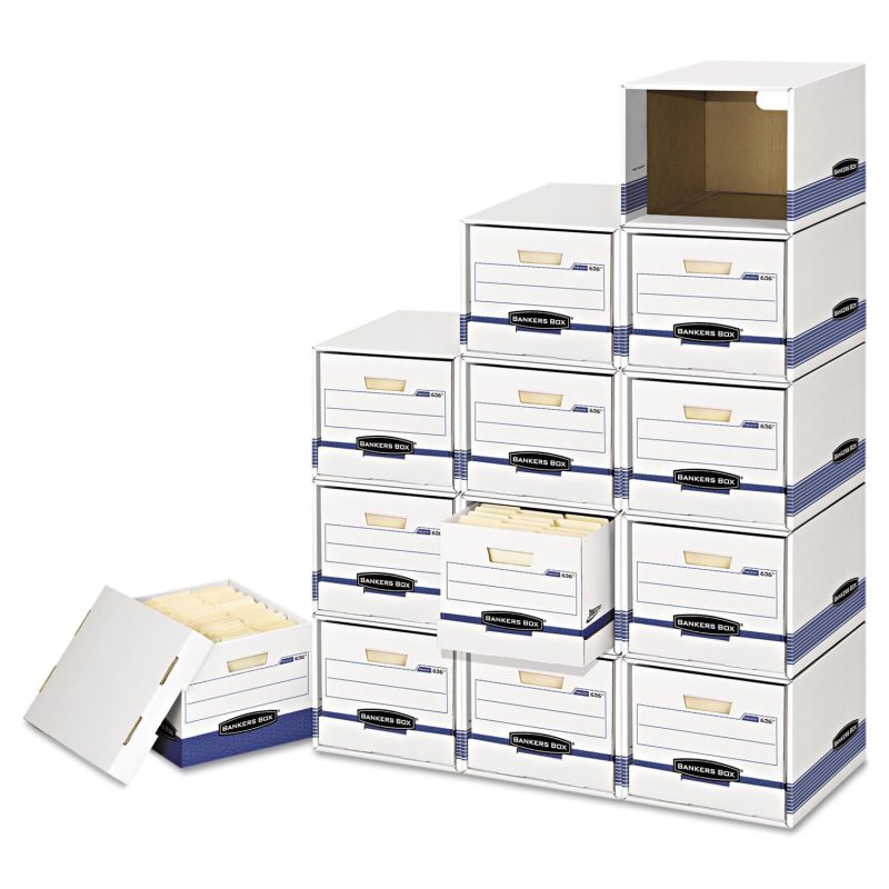 Bankers Box File/Cube Box Shell, White/Blue (Legal/Letter)