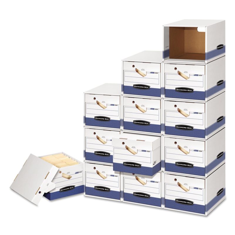 Bankers Box File/Cube Box Shell, White/Blue (Legal/Letter)