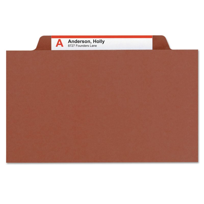 Smead 2/5 Cut Tab Pressboard Six-Section Classification Folders, Red (Letter, 10ct.)