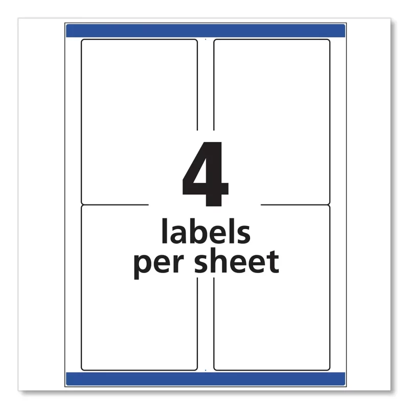 Avery Shipping Labels With TrueBlock Technology, Laser Printers, 3.5 x 5, White, 4/Sheet, 100 Sheets/Box