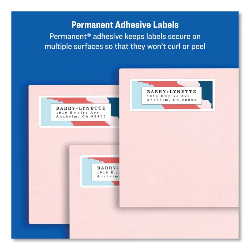 Avery Easy Peel White Address Labels w/ Sure Feed Technology, Laser Printers, 1.33 x 4, White, 14/Sheet, 100 Sheets/Box