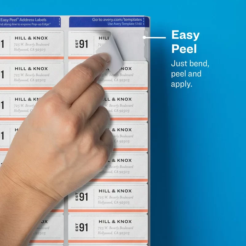 Avery Matte Clear Easy Peel Mailing Labels w/ Sure Feed Technology, Laser Printers, 1 x 2.63, Clear, 30/Sheet, 50 Sheets/Box