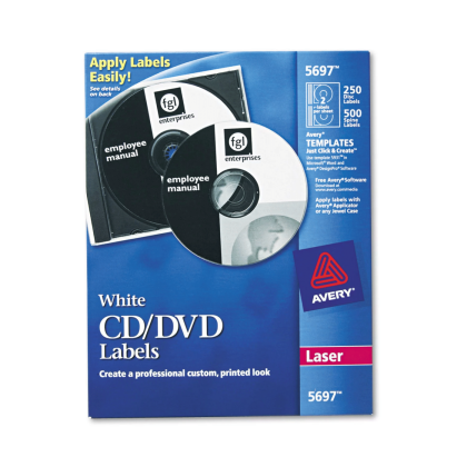 Avery Laser CD Labels, Matte White, 250/Pack