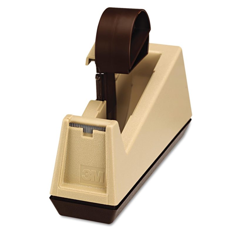 Scotch Heavy-Duty Weighted Desktop Tape Dispenser, 3" Core, Plastic - Putty/Brown