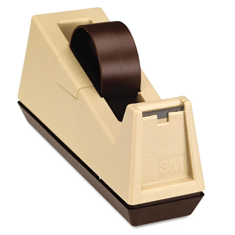 Scotch Heavy-Duty Weighted Desktop Tape Dispenser, 3" Core, Plastic - Putty/Brown