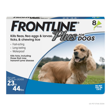 Frontline Plus Flea And Tick Treatment For Medium Dogs Up to 23 To 44 lbs., 8 Treatments, 8 Count