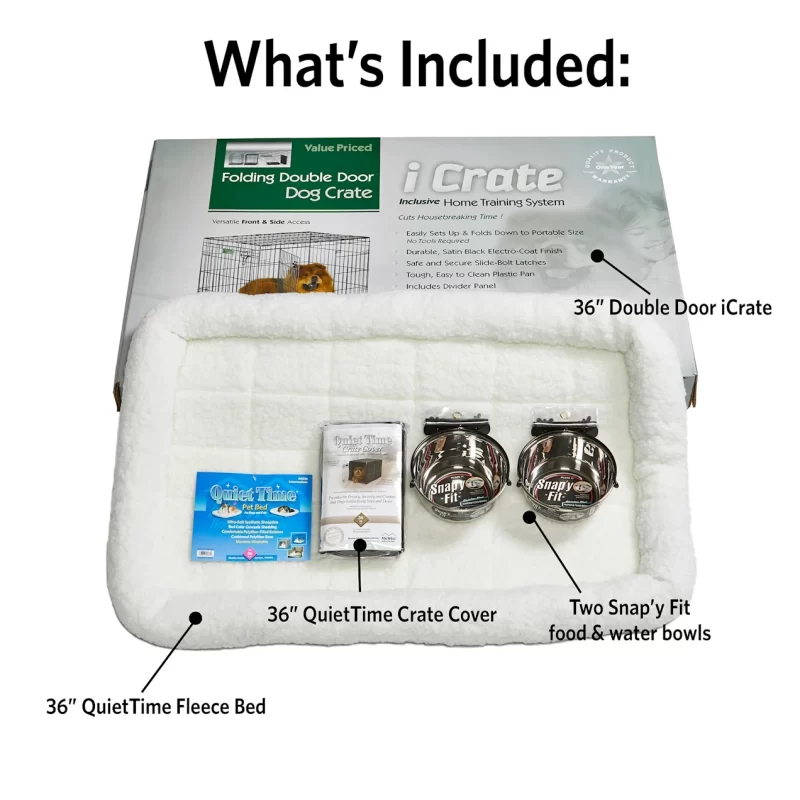 Midwest iCrate Double Door Starter Kit for Dogs, Large, 36" L X 23.25" W X 24.75" H