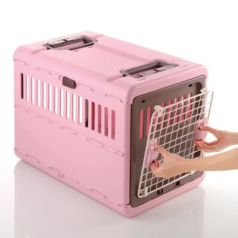 Richell PinkFoldable Pet Carrier, Medium 17.5" L X 26.5" W X 20" H