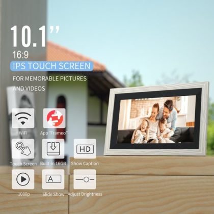 Jeemak Smart Digital Picture Photo Frame Wifi frameo 10" HD IPS Touch Screen 16GB Storage