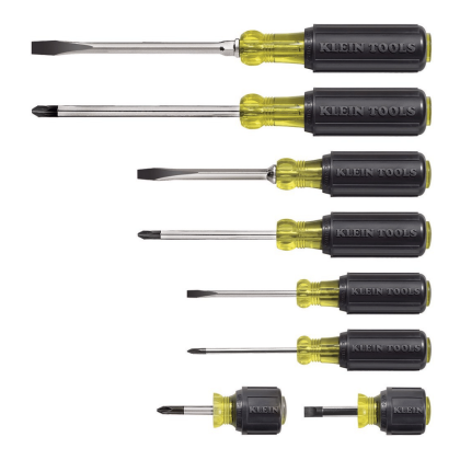 Klein Tools 8 Piece Cushion-Grip Screwdriver Set, 4 Phillips and 4 Flat Head Tips (85078)