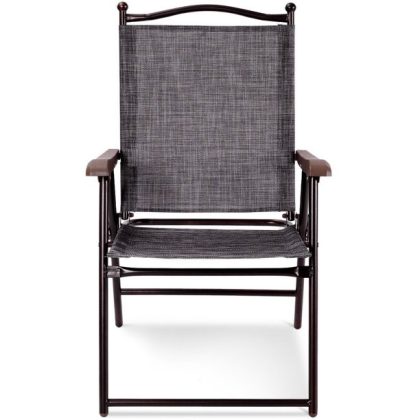 Costway Deck Garden Beach Foldable Steel Outdoor Lounge Chair - Set of 2 - Gray