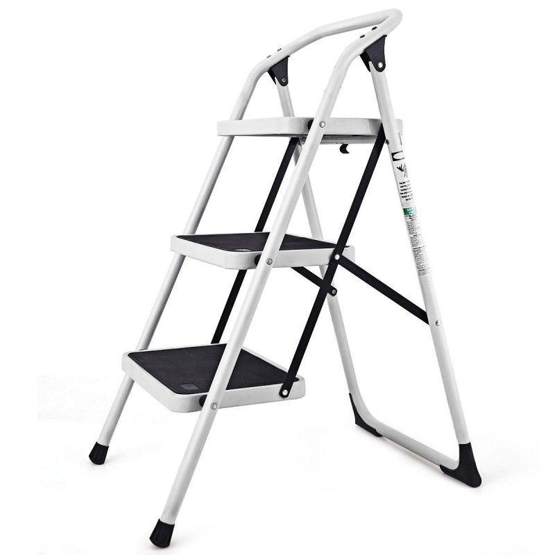 Costway Goplus 3 Step Lightweight Ladder HD Platform Foldable Stool 330 lbs Capacity, Saving Space