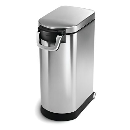 Simplehuman 30 Liter/ 32 Pounds Large Pet Food Storage Container, Brushed Stainless Steel