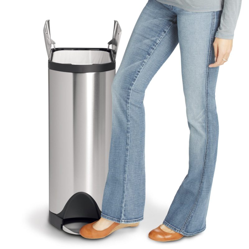 Simplehuman 45 Liter/ 11.9 Gallon Butterfly Lid Kitchen Step Trash Can, Brushed Stainless Steel