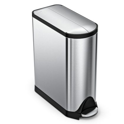 Simplehuman 45 Liter/ 11.9 Gallon Butterfly Lid Kitchen Step Trash Can, Brushed Stainless Steel