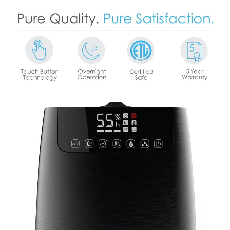 Pure Enrichment Hume XL Pro Warm and Cool Mist Humidifier, 5-Liter Water Tank, Humidity Sensor