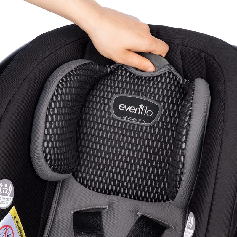 Evenflo LiteMax DLX Infant Car Seat with FreeFlow Fabric and SafeZone Load Leg Base, Olympus Black